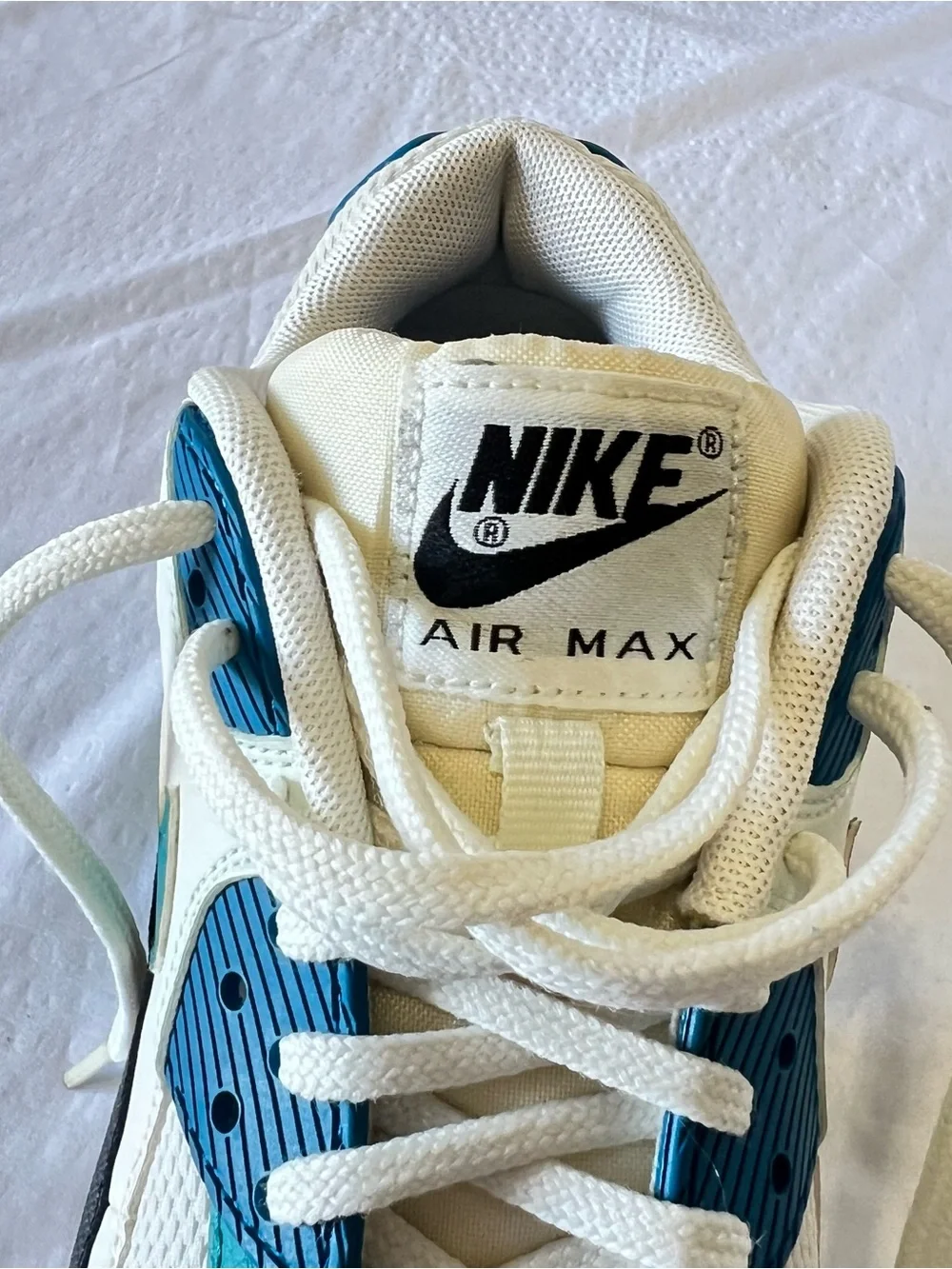 Nike Kids White and Teal Lace-Up Sneakers